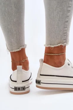 Big Star Shoes Trampki Damskie Big Star|Big Star*Damskie Trampki Big Star NN274205 Białe Biały