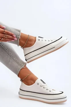 Big Star Shoes Trampki Damskie Big Star|Big Star*Damskie Trampki Big Star NN274205 Białe Biały