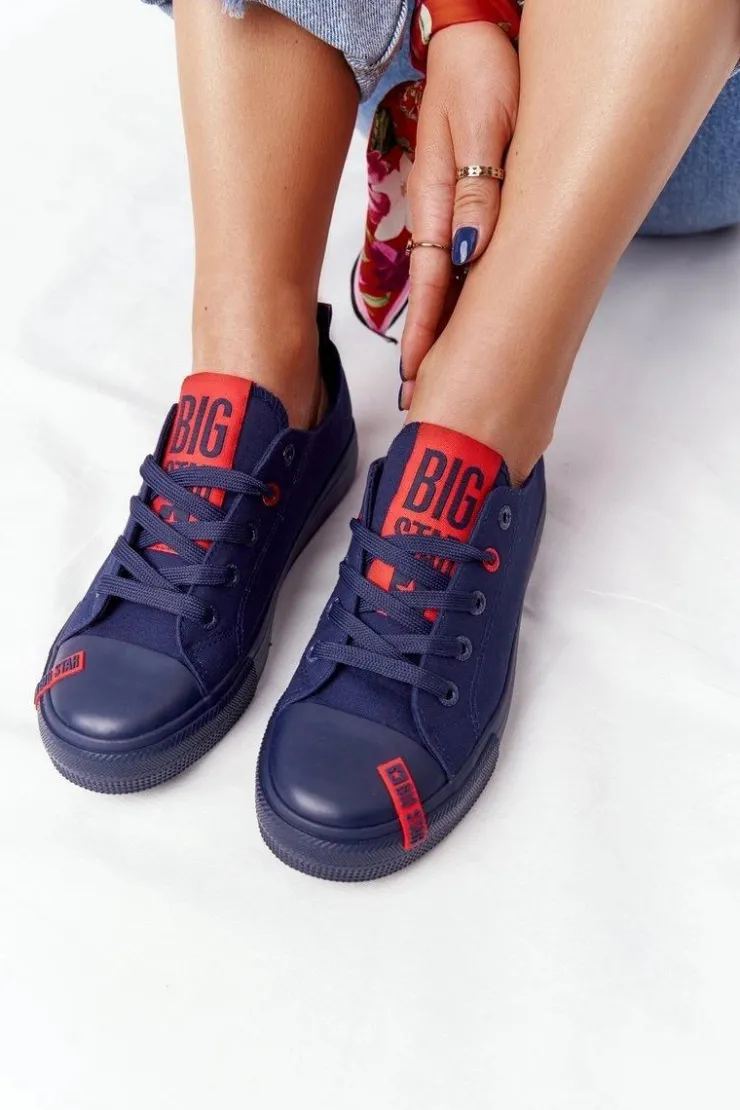 Big Star Shoes Trampki Damskie Big Star|Trampki Damskie Niskie*Damskie Trampki BIG STAR HH274676 Granatowe