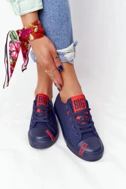 Big Star Shoes Trampki Damskie Big Star|Trampki Damskie Niskie*Damskie Trampki BIG STAR HH274676 Granatowe
