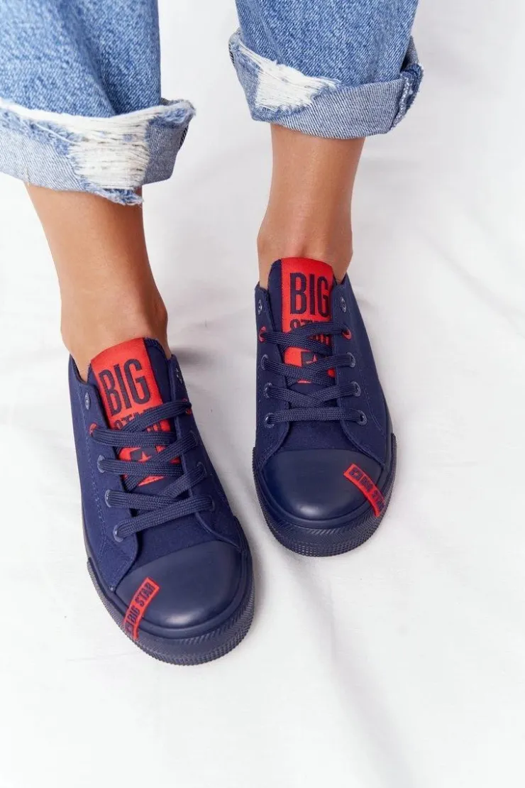 Big Star Shoes Trampki Damskie Big Star|Trampki Damskie Niskie*Damskie Trampki BIG STAR HH274676 Granatowe
