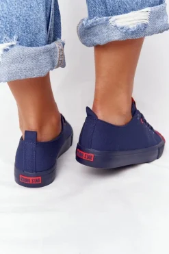 Big Star Shoes Trampki Damskie Big Star|Trampki Damskie Niskie*Damskie Trampki BIG STAR HH274676 Granatowe