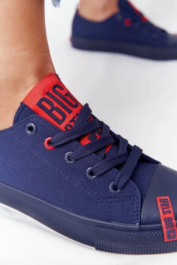Big Star Shoes Trampki Damskie Big Star|Trampki Damskie Niskie*Damskie Trampki BIG STAR HH274676 Granatowe
