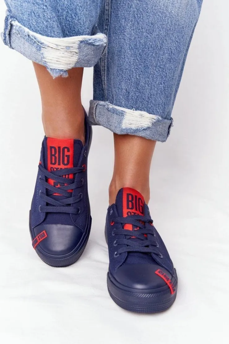 Big Star Shoes Trampki Damskie Big Star|Trampki Damskie Niskie*Damskie Trampki BIG STAR HH274676 Granatowe