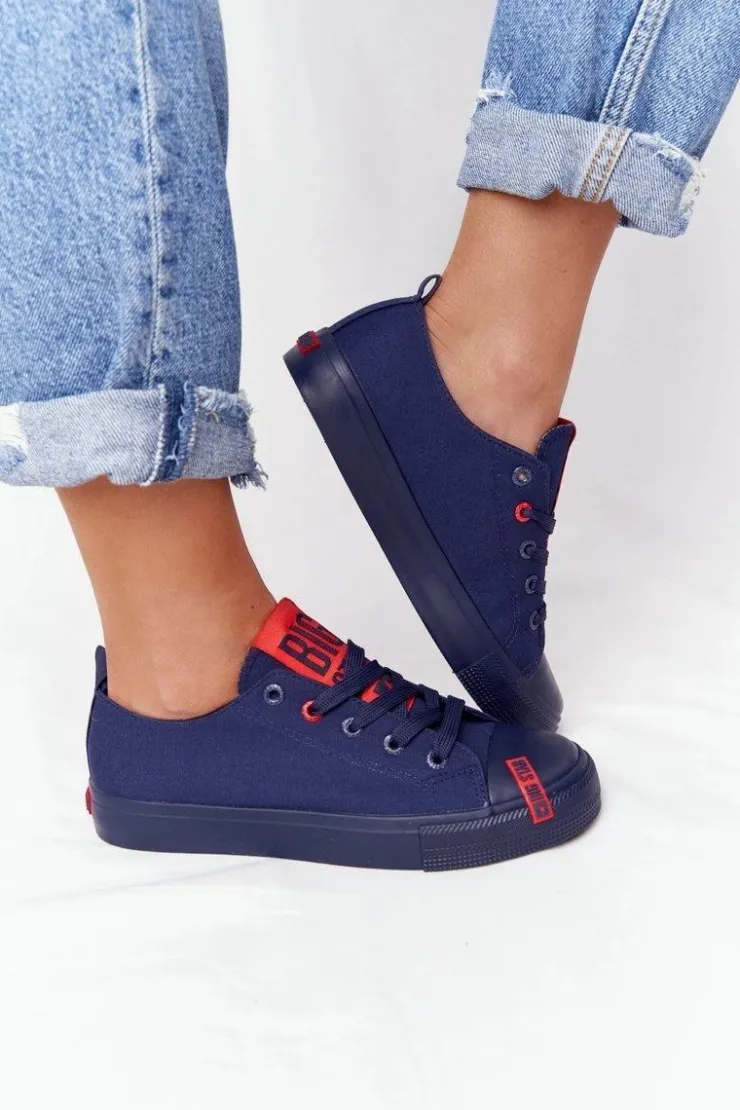 Big Star Shoes Trampki Damskie Big Star|Trampki Damskie Niskie*Damskie Trampki BIG STAR HH274676 Granatowe