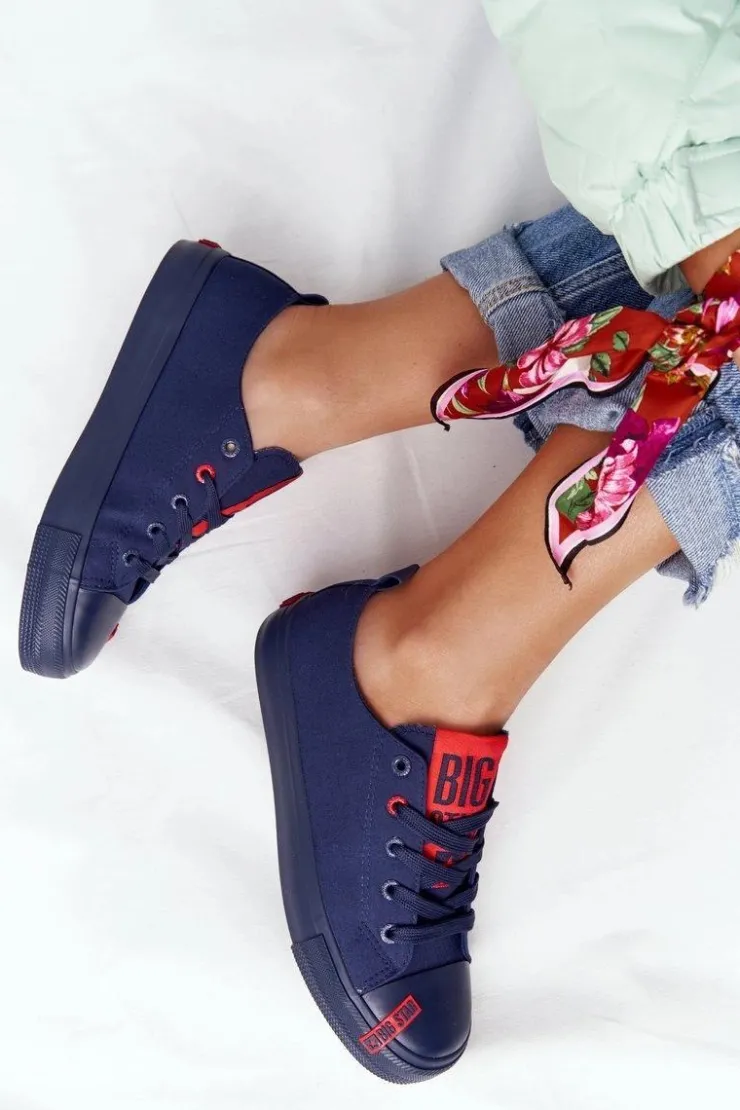Big Star Shoes Trampki Damskie Big Star|Trampki Damskie Niskie*Damskie Trampki BIG STAR HH274676 Granatowe