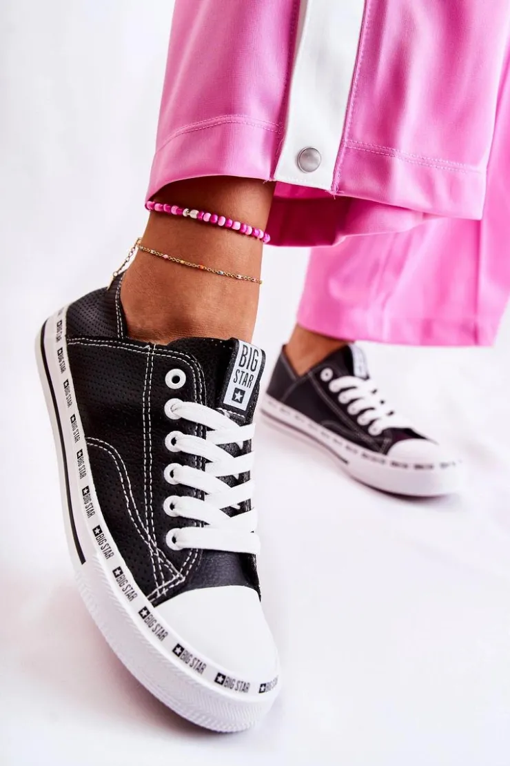 Damskie Big Star Shoes Damskie Trampki Big Star Ażurowe Czarne FF274023