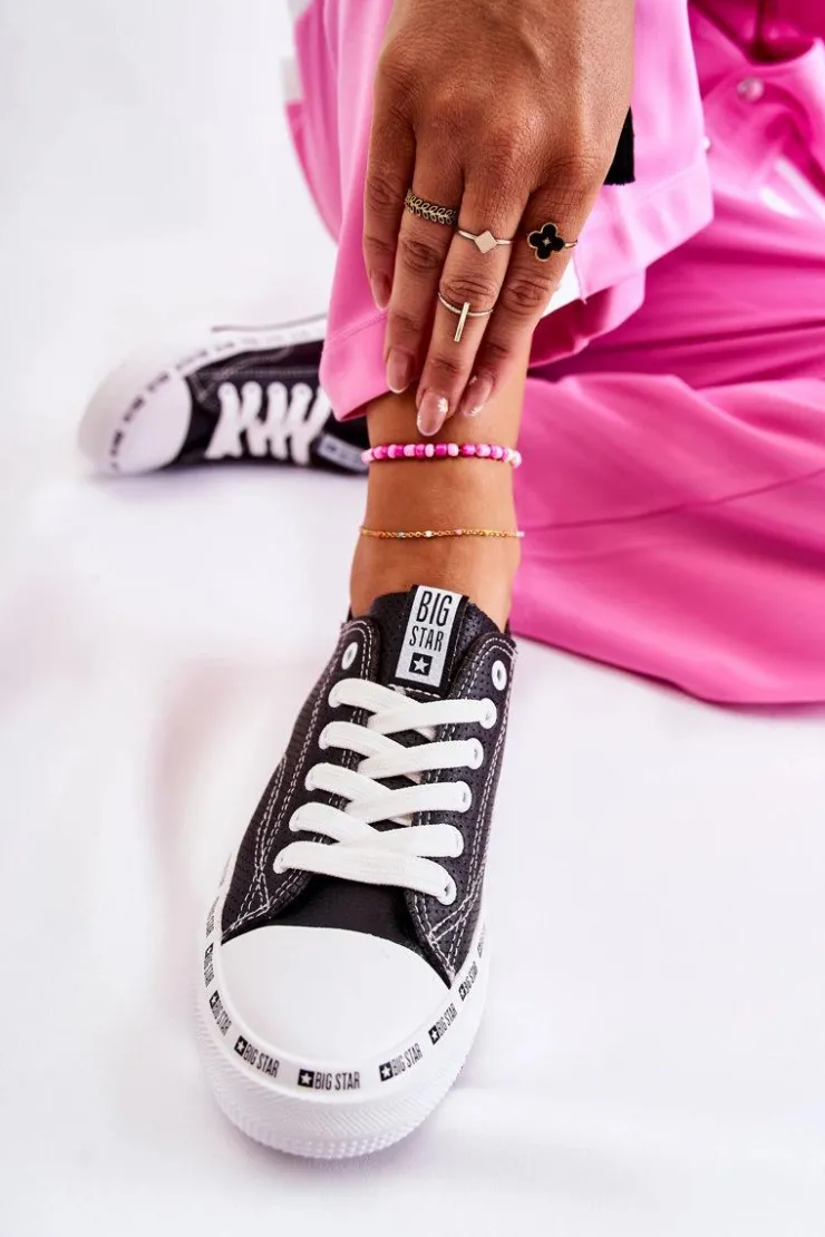 Damskie Big Star Shoes Damskie Trampki Big Star Ażurowe Czarne FF274023