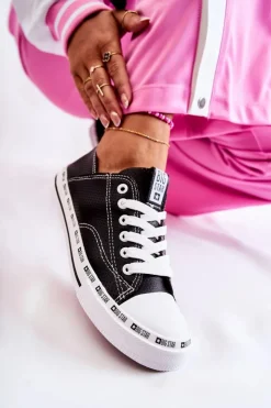 Damskie Big Star Shoes Damskie Trampki Big Star Ażurowe Czarne FF274023