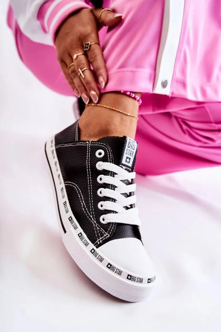 Damskie Big Star Shoes Damskie Trampki Big Star Ażurowe Czarne FF274023