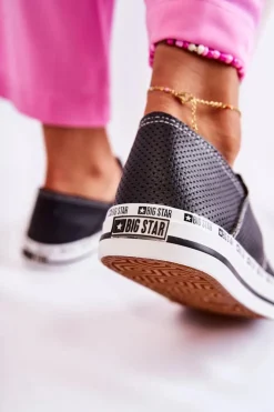Damskie Big Star Shoes Damskie Trampki Big Star Ażurowe Czarne FF274023