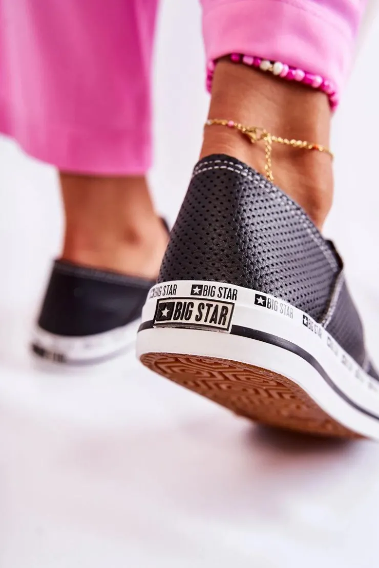 Damskie Big Star Shoes Damskie Trampki Big Star Ażurowe Czarne FF274023