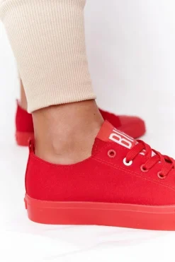 Big Star Shoes Trampki Damskie Big Star|Trampki Damskie Niskie*Damskie Trampki BIG STAR HH274677 Czerwone