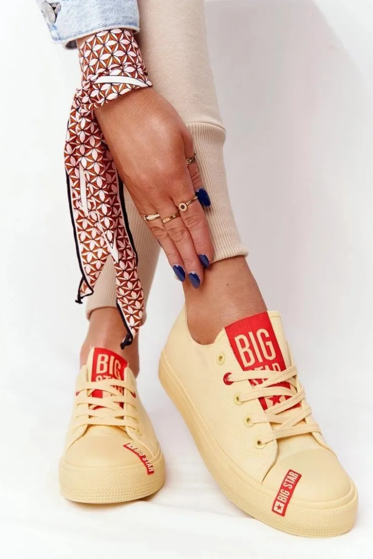 Big Star Shoes Trampki Damskie Big Star|Trampki Damskie Niskie*Damskie Trampki BIG STAR HH274680 Żółte