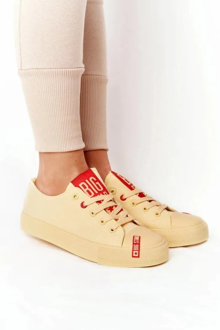 Big Star Shoes Trampki Damskie Big Star|Trampki Damskie Niskie*Damskie Trampki BIG STAR HH274680 Żółte