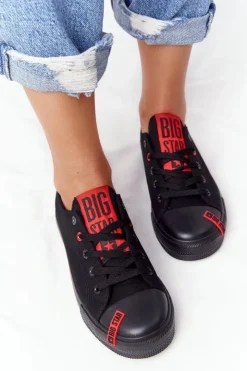 Big Star Shoes Trampki Damskie Big Star|Trampki Damskie Niskie*Damskie Trampki BIG STAR HH274678 Czarne