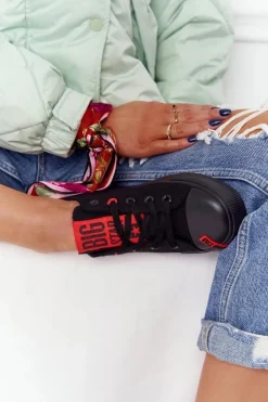 Big Star Shoes Trampki Damskie Big Star|Trampki Damskie Niskie*Damskie Trampki BIG STAR HH274678 Czarne