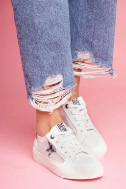 Hot Big Star Shoes Damskie Trampki Big Star Białe FF274487