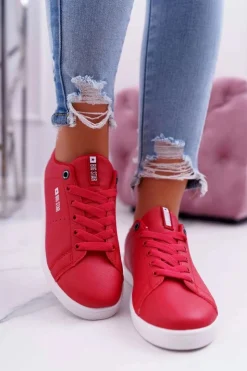 Big Star Shoes Trampki Damskie Big Star|Big Star*Damskie Trampki Big Star Czerwone DD274220