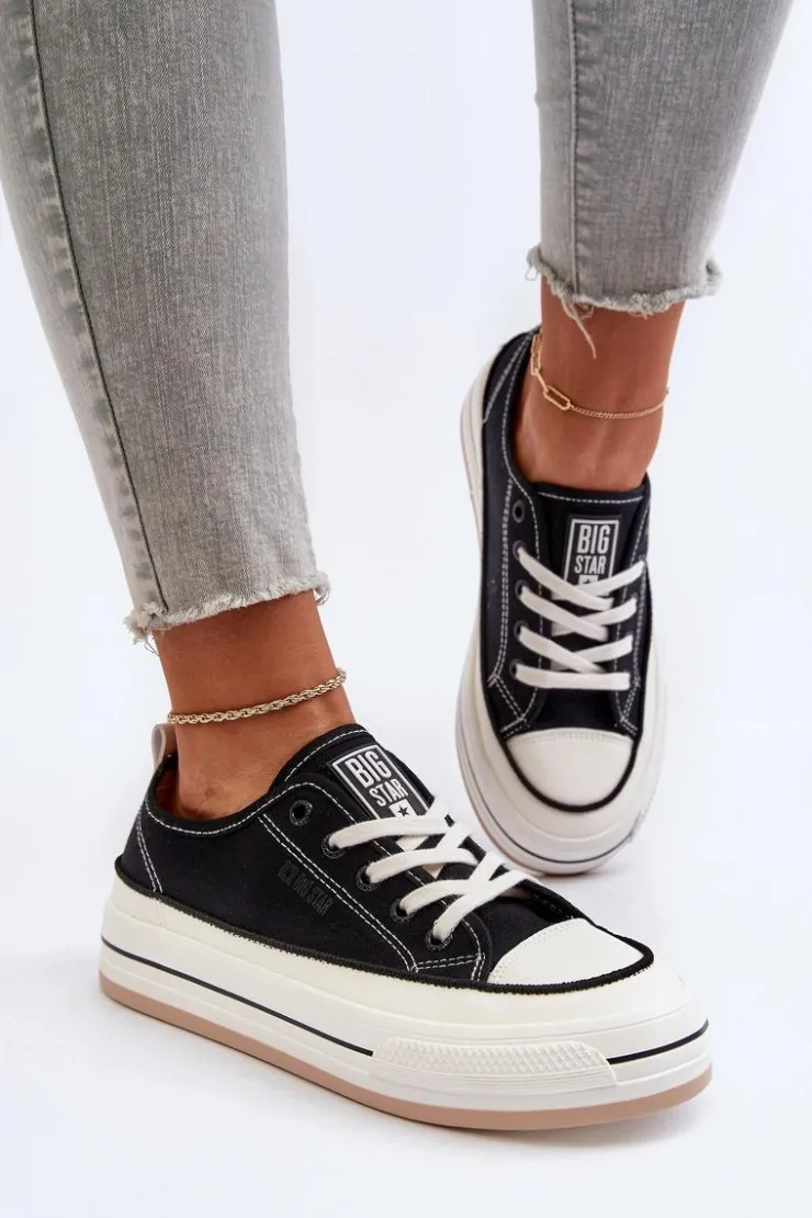 New Big Star Shoes Damskie Trampki Big Star NN274204 Czarne Czarny