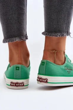 Big Star Shoes Trampki Damskie Big Star|Trampki Damskie Niskie*Damskie Trampki Big Star NN274240 Zielone Zielony