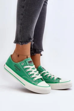 Big Star Shoes Trampki Damskie Big Star|Trampki Damskie Niskie*Damskie Trampki Big Star NN274240 Zielone Zielony