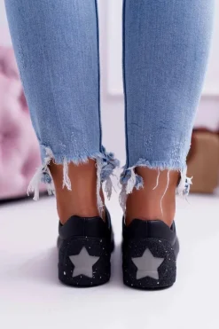 Big Star Shoes Trampki Damskie Big Star|Trampki Damskie Niskie*Damskie Trampki Big Star Szara Gwiazda Czarne AA274A008