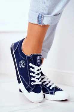 Big Star Shoes Trampki Damskie Big Star|Trampki Damskie Niskie*Damskie Trampki Big Star Granatowe FF274229