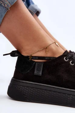 Damskie Big Star Shoes Damskie Trampki Big Star NN276005 Memory Foam System Czarne