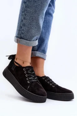 Damskie Big Star Shoes Damskie Trampki Big Star NN276005 Memory Foam System Czarne