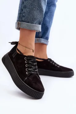 Damskie Big Star Shoes Damskie Trampki Big Star NN276005 Memory Foam System Czarne