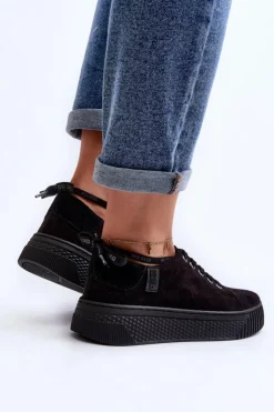 Damskie Big Star Shoes Damskie Trampki Big Star NN276005 Memory Foam System Czarne