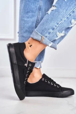 Damskie Big Star Shoes Damskie Trampki Big Star Czarne AA274513