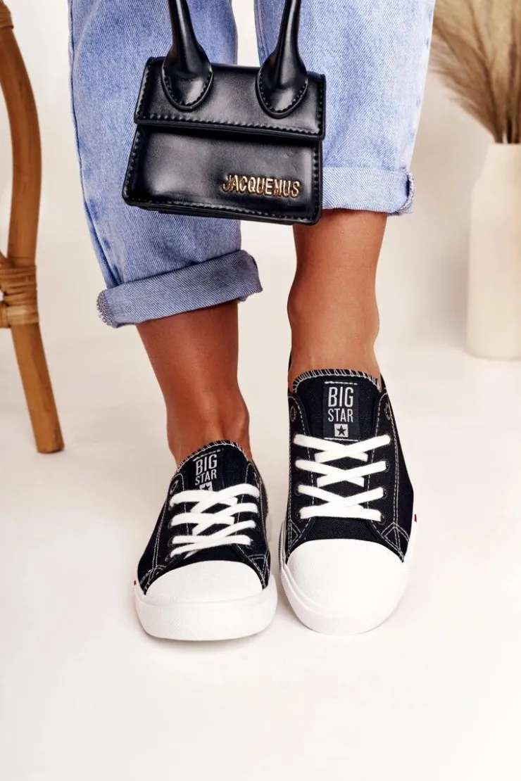 Big Star Shoes Trampki Damskie Big Star|Trampki Damskie Niskie*Damskie Trampki Big Star FF274085 Czarno-Czerwone