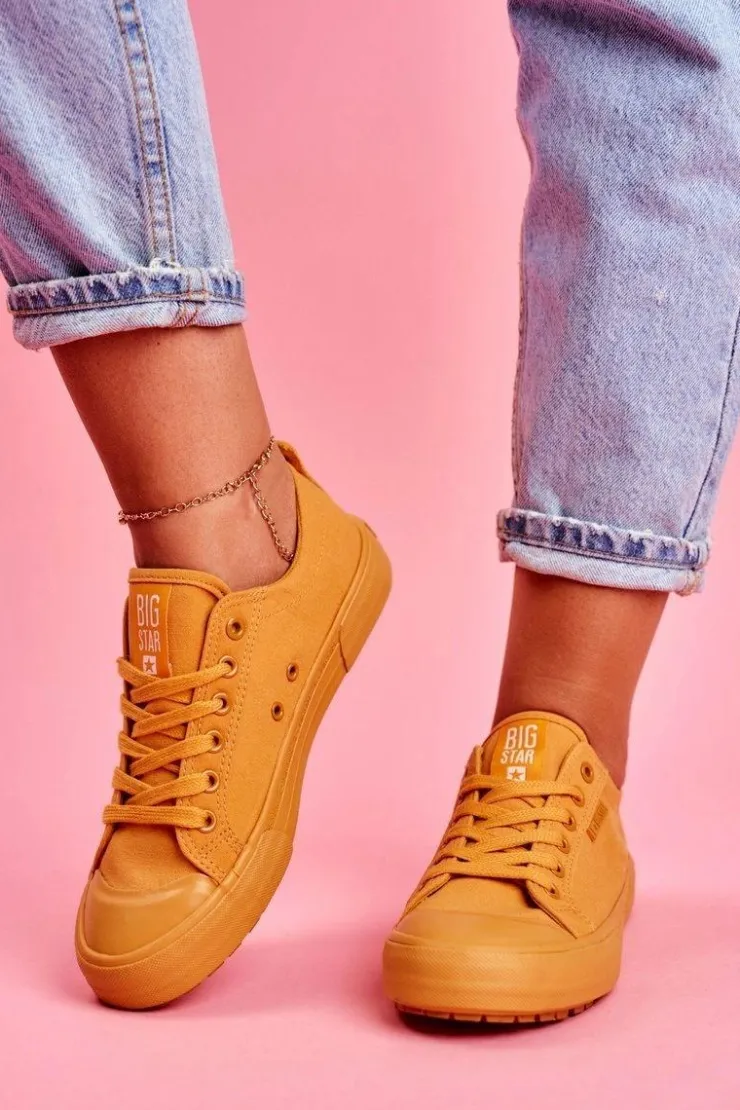 Big Star Shoes Trampki Damskie Big Star|Trampki Damskie Niskie*Damskie Trampki Big Star Żółte FF274A086