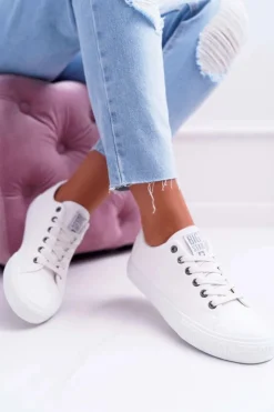 Big Star Shoes Trampki Damskie Big Star|Trampki Damskie Niskie*Damskie Trampki Big Star Białe EE274248