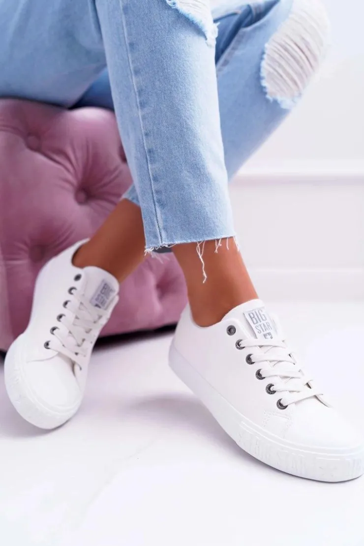 Big Star Shoes Trampki Damskie Big Star|Trampki Damskie Niskie*Damskie Trampki Big Star Białe EE274248