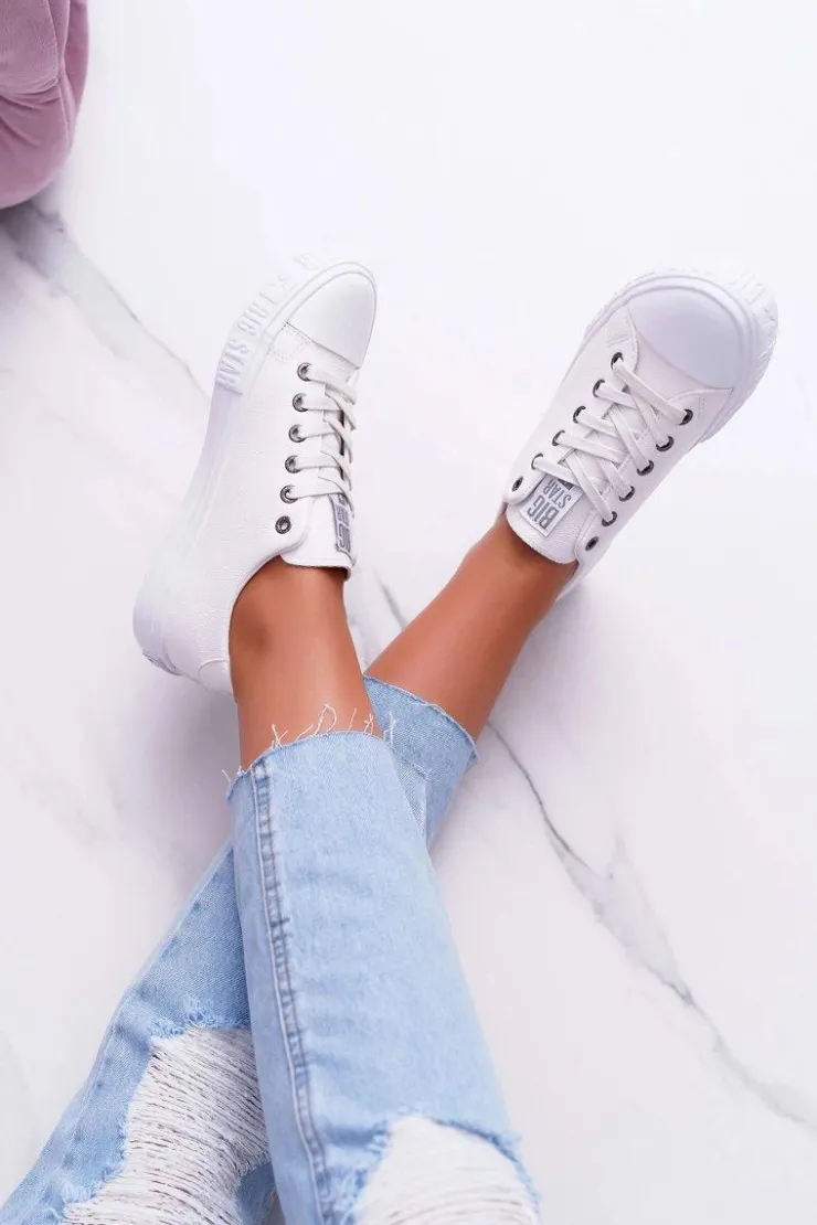 Big Star Shoes Trampki Damskie Big Star|Trampki Damskie Niskie*Damskie Trampki Big Star Białe EE274248