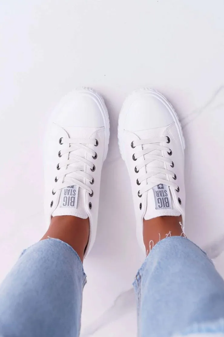 Big Star Shoes Trampki Damskie Big Star|Trampki Damskie Niskie*Damskie Trampki Big Star Białe EE274248