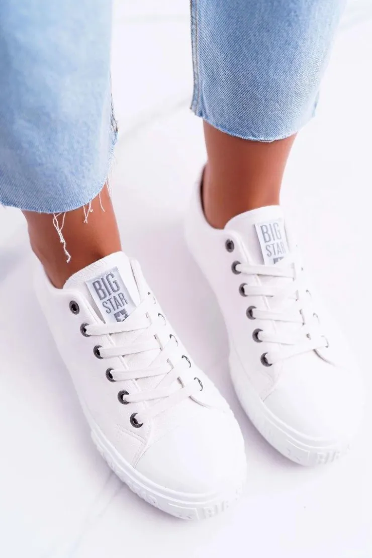Big Star Shoes Trampki Damskie Big Star|Trampki Damskie Niskie*Damskie Trampki Big Star Białe EE274248