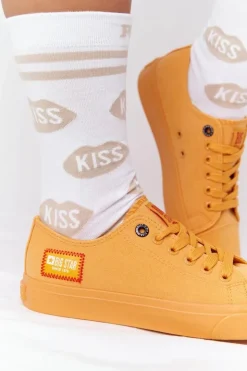 Big Star Shoes Trampki Damskie Big Star|Trampki Damskie Niskie*Damskie Trampki BIG STAR HH274134 Żółte