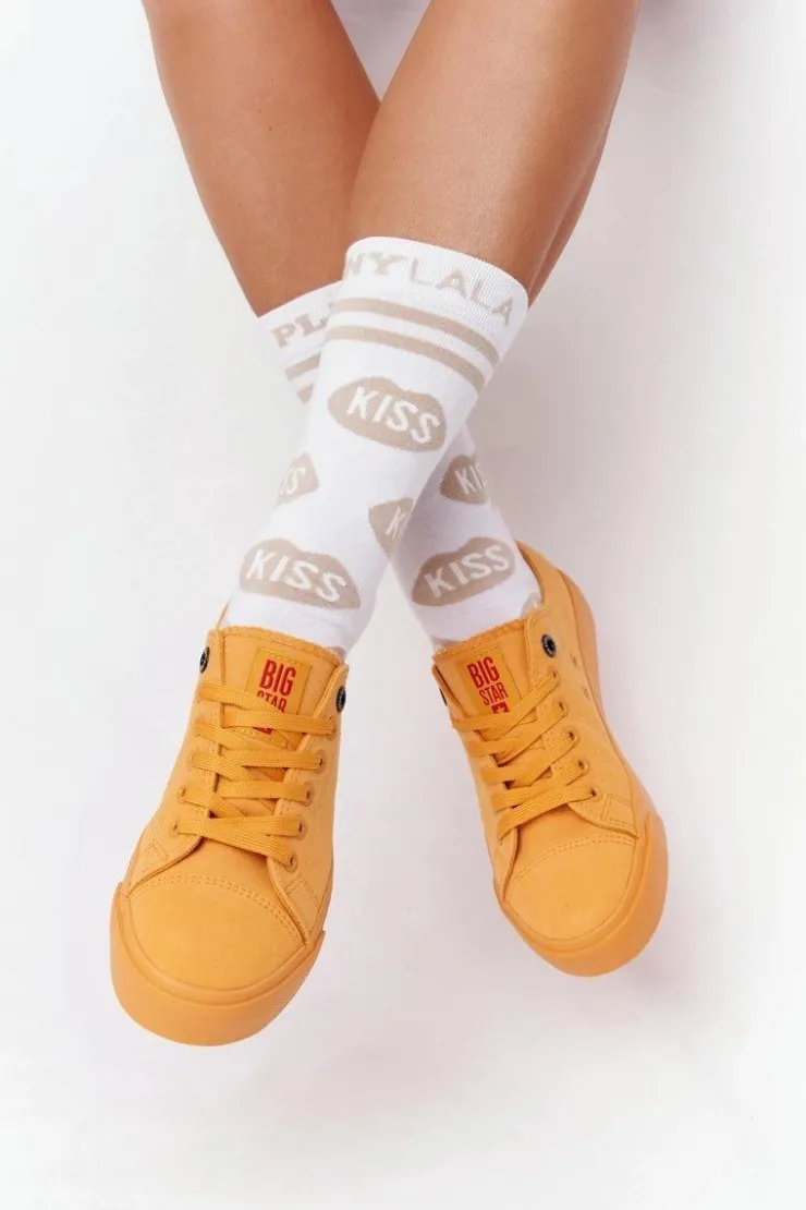 Big Star Shoes Trampki Damskie Big Star|Trampki Damskie Niskie*Damskie Trampki BIG STAR HH274134 Żółte