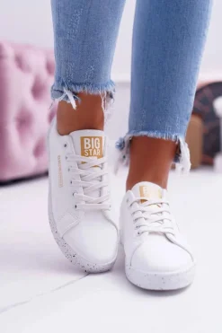 Big Star Shoes Damskie Trampki Big Star Czerwona Gwiazda Białe AA274A007