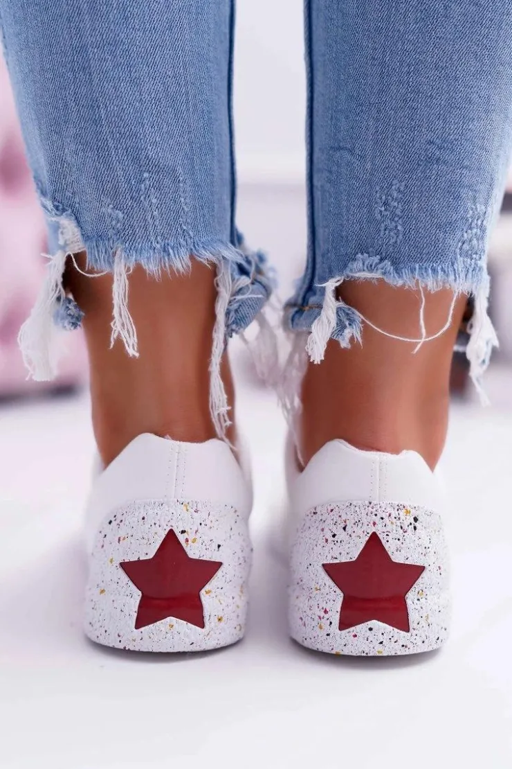 Big Star Shoes Damskie Trampki Big Star Czerwona Gwiazda Białe AA274A007