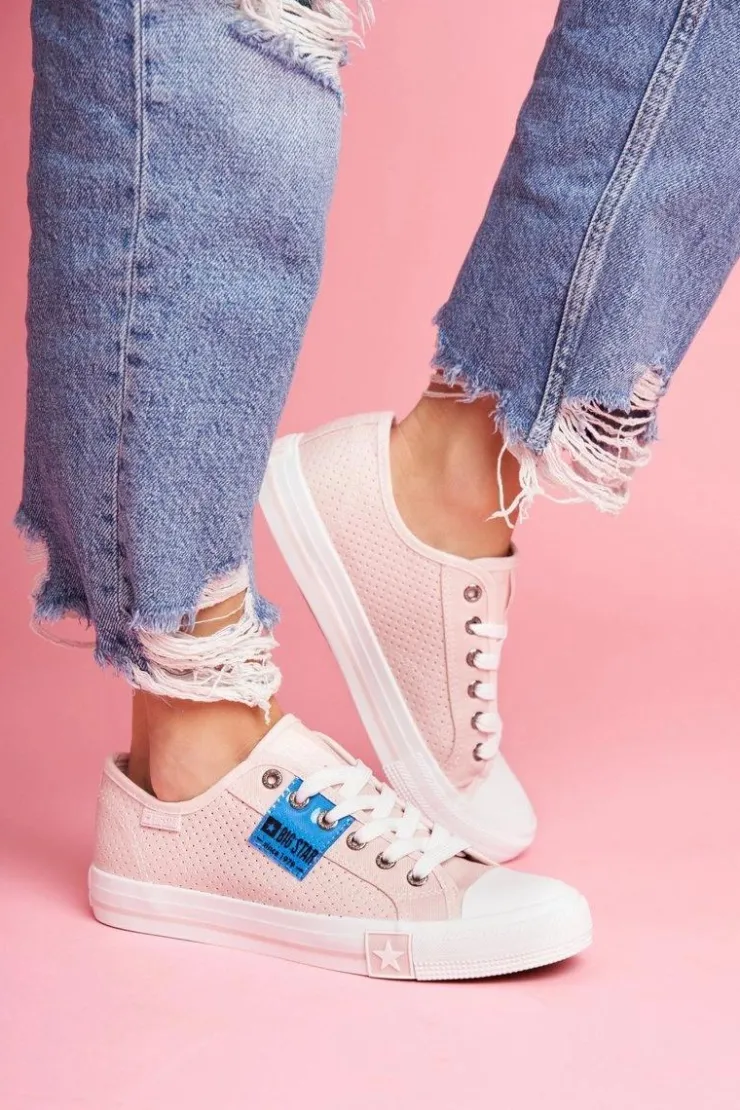 Damskie Big Star Shoes Damskie Trampki Big Star Ażurowe Różowe FF274033