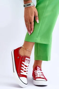 Big Star Shoes Damskie Trampki Big Star T274020 Czerwone