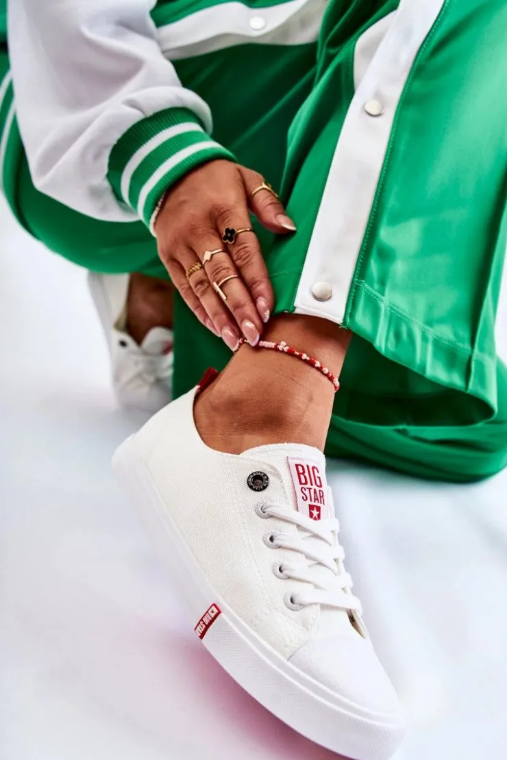 Big Star Shoes Trampki Damskie Big Star|Trampki Damskie Niskie*Damskie Trampki Big Star FF274087 Biało-Czerwone