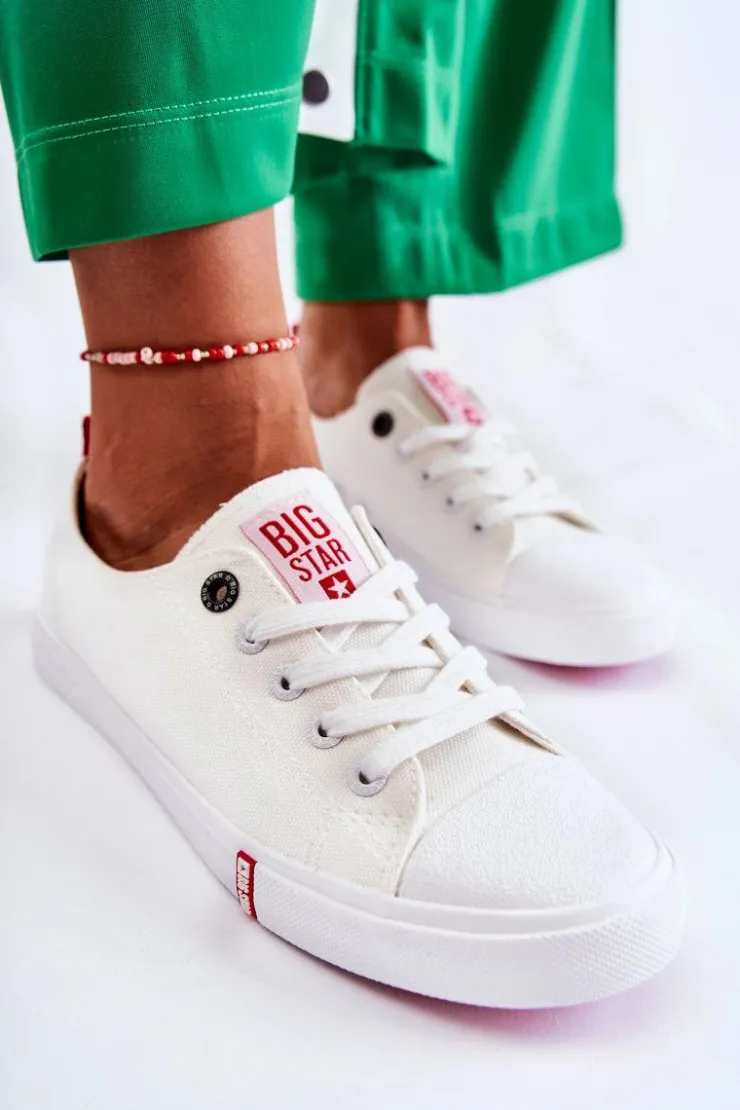 Big Star Shoes Trampki Damskie Big Star|Trampki Damskie Niskie*Damskie Trampki Big Star FF274087 Biało-Czerwone