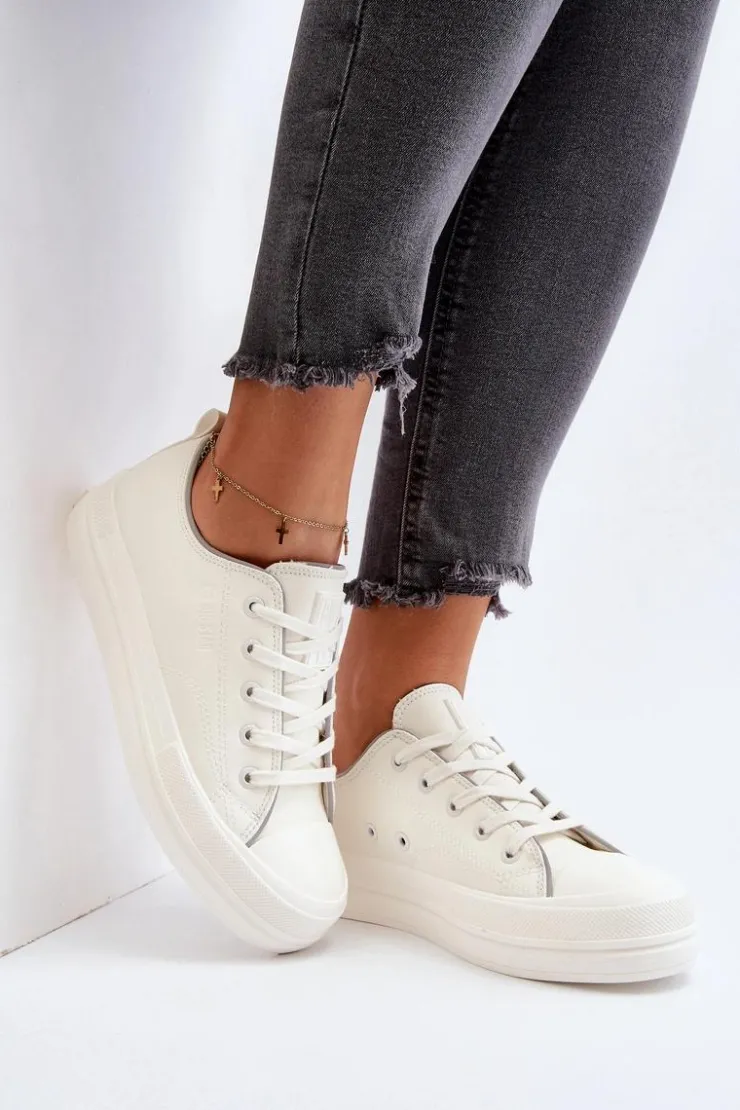 Damskie Big Star Shoes Damskie Trampki Eko Skórzane Big Star NN274847 Białe