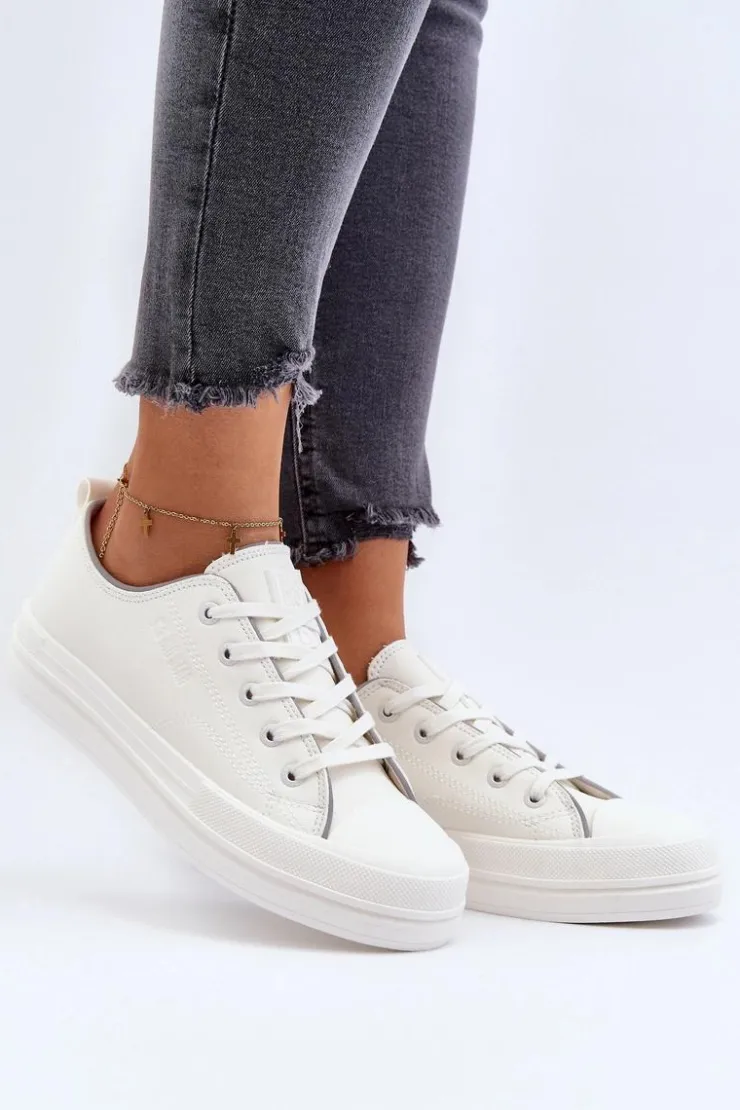 Damskie Big Star Shoes Damskie Trampki Eko Skórzane Big Star NN274847 Białe